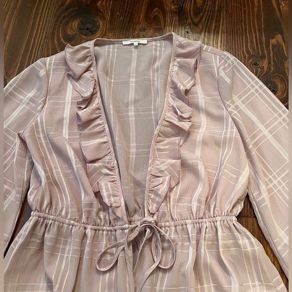 TULAROSA REVOLVE Sweet Song Maxi Top in Mauve Pink Cardigan ruffled tie front - Picture 5 of 7